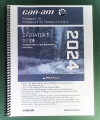 2024 Can-Am Renegade 110X xc Owner’s Manual: 220 Pages & Protective Covers
