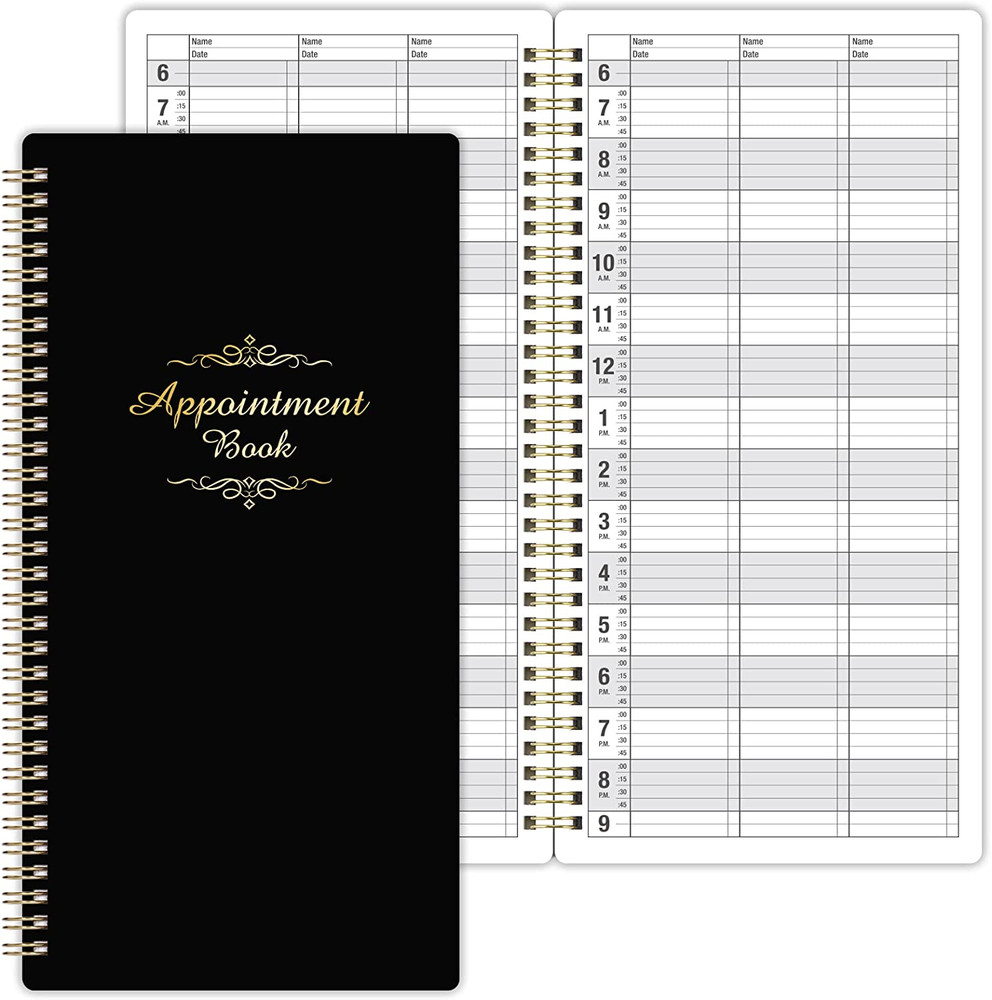 Salon Appointment Book – 15 Min Increments, 3 Cols, 200 Pages, 6.1“ X 11.54“,