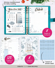 Recipe Book ，Blank Recipe Book to Write in Your Own Recipes，Recipe Notebook for