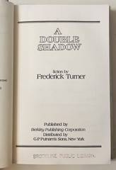 Double Shadow Frederick Turner 1978 Hardcover DJ First Edition Fantasy