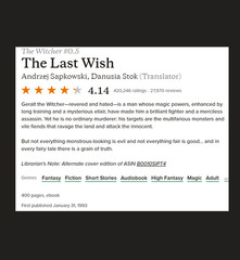 Book Last Wish Witcher 0.5 Sapkowski Fantasy Netflix Tie-in Trade PB Magic