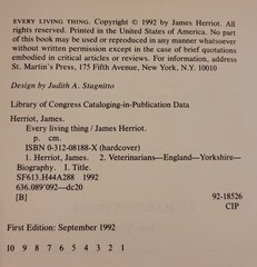 Vtg 1992 „Every Living Thing“ Book By James Herriot. Hardcover. First Edition.