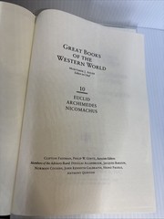 Great Books encyclopedia Euclid Archimedes Nicomachus Britannica #10/1990