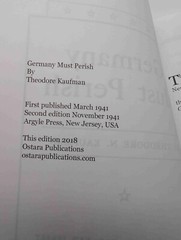 Germany Must Perish! – Theodore N. Kaufman – Paperback New & Unread