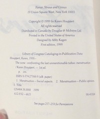 1999 Houppert THE CURSE Confronting the Taboo of Menstruation WOMEN’S HEALTH 1st