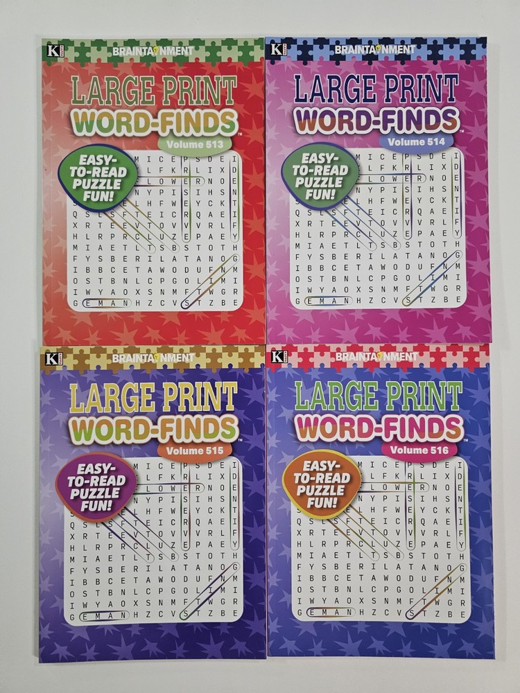 4 New Large Print Word-Finds Puzzle Books Kappa Games Vol #513-516 ~ Search,Hunt