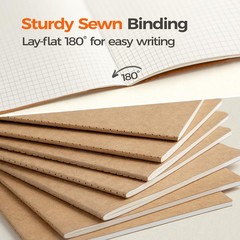 8 Pack Kraft Notebooks Bulk A5, 60 Pages Grid Graph Journals, 8.3×5.5 Inches,…