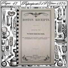 1876 Boston Receipts Vintage Cook Book 47 Pages